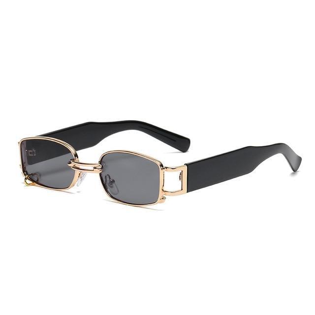 Punk Rectangle Sunglasses – Metal Ring Decoration Vintage Women's