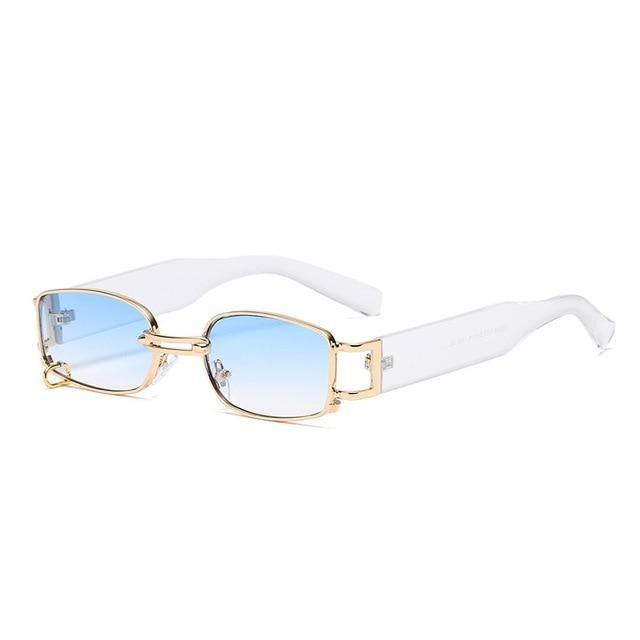 Punk Rectangle Sunglasses – Metal Ring Decoration Vintage Women's