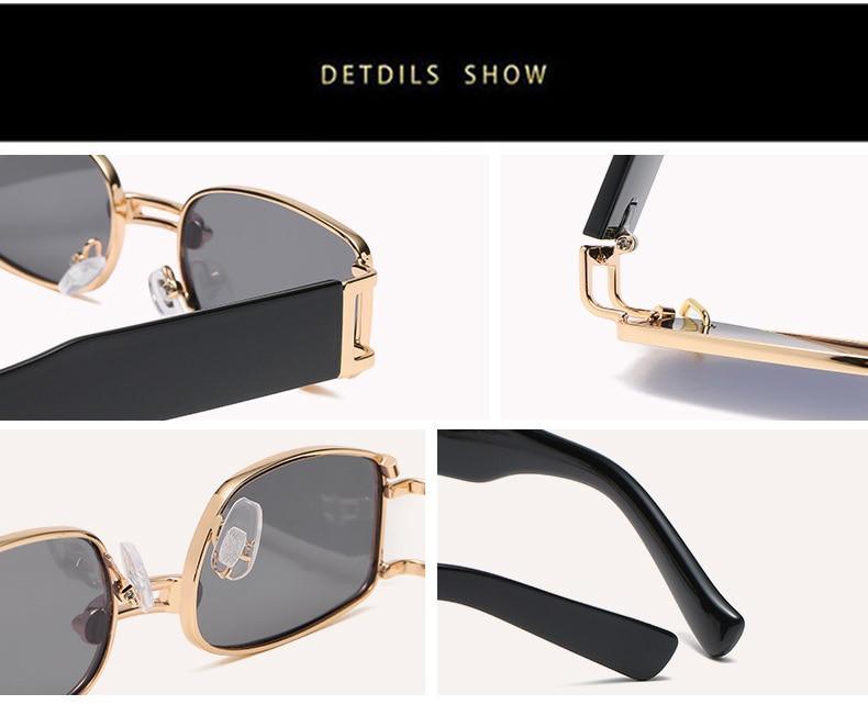 Punk Rectangle Sunglasses – Metal Ring Decoration Vintage Women's