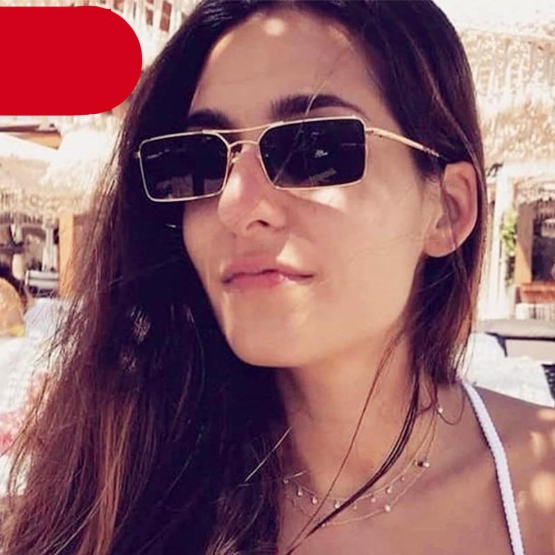 Retro Summer Rectangle Sunglasses – Lightweight Metal Frame Women's