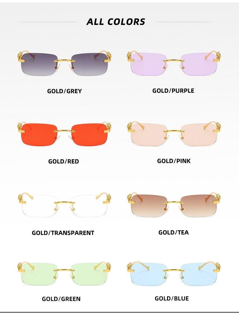 Vintage Square Metal Frame Sunglasses – UV400 Anti Blue Light