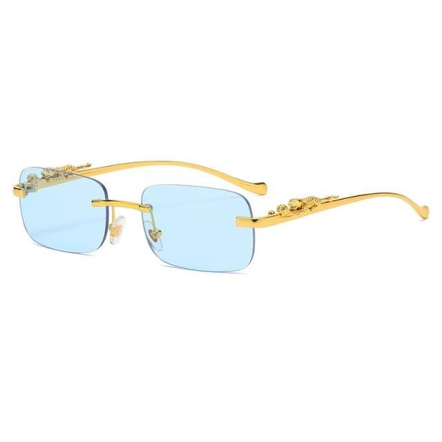 Vintage Square Metal Frame Sunglasses – UV400 Anti Blue Light
