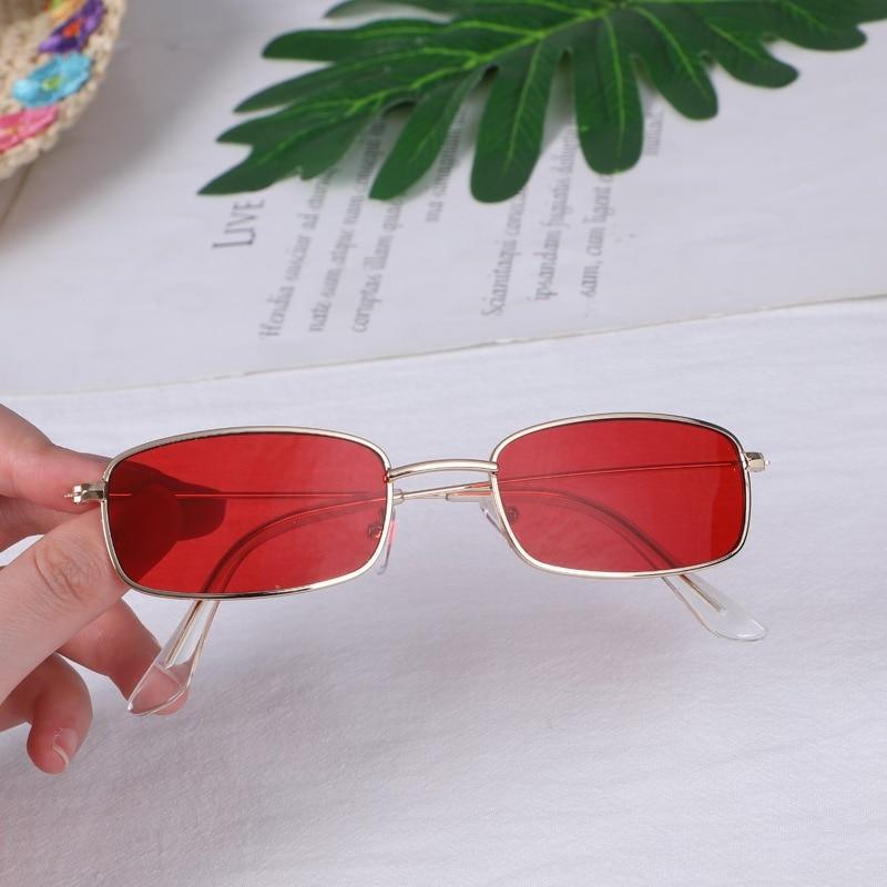 Slender Square Sunglasses – Retro Metal Frame Vintage Unisex
