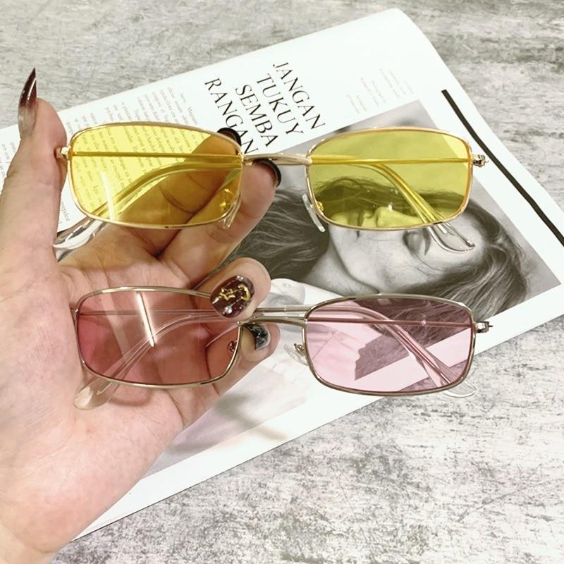 Slender Square Sunglasses – Retro Metal Frame Vintage Unisex