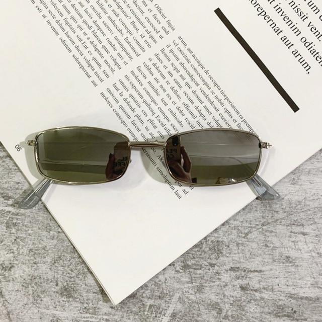 Slender Square Sunglasses – Retro Metal Frame Vintage Unisex