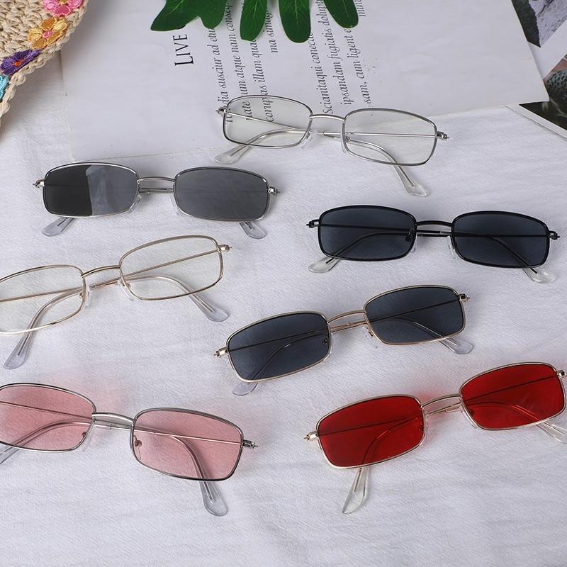 Slender Square Sunglasses – Retro Metal Frame Vintage Unisex