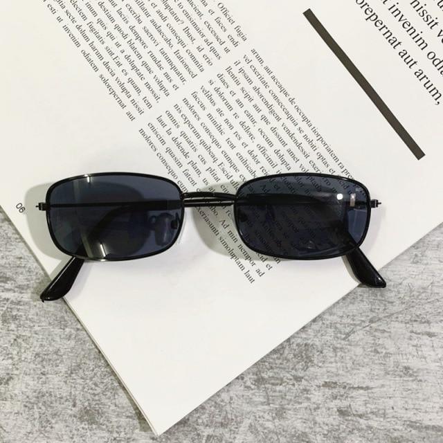 Slender Square Sunglasses – Retro Metal Frame Vintage Unisex