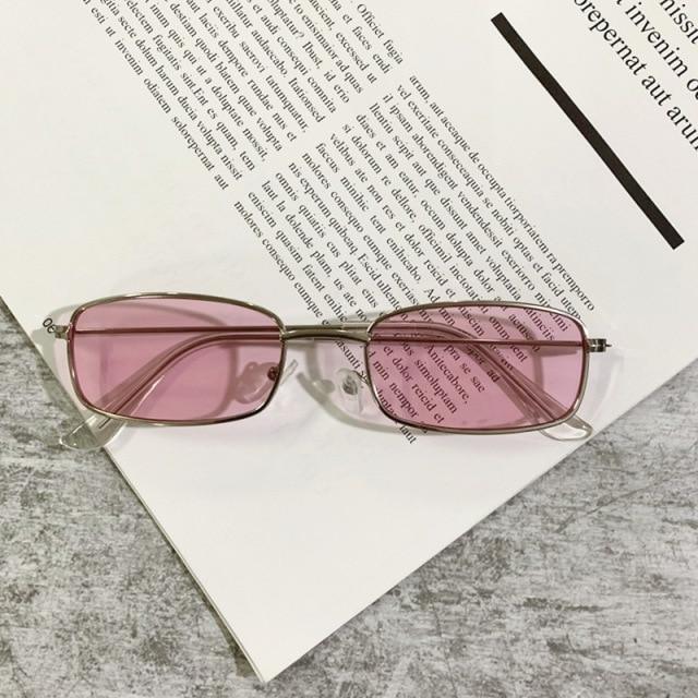 Slender Square Sunglasses – Retro Metal Frame Vintage Unisex