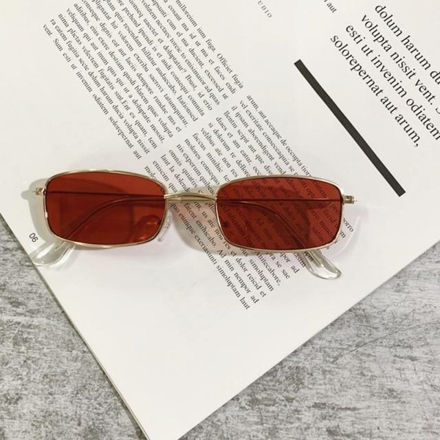 Slender Square Sunglasses – Retro Metal Frame Vintage Unisex