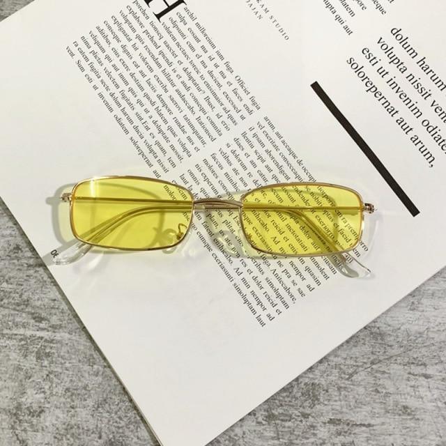 Slender Square Sunglasses – Retro Metal Frame Vintage Unisex