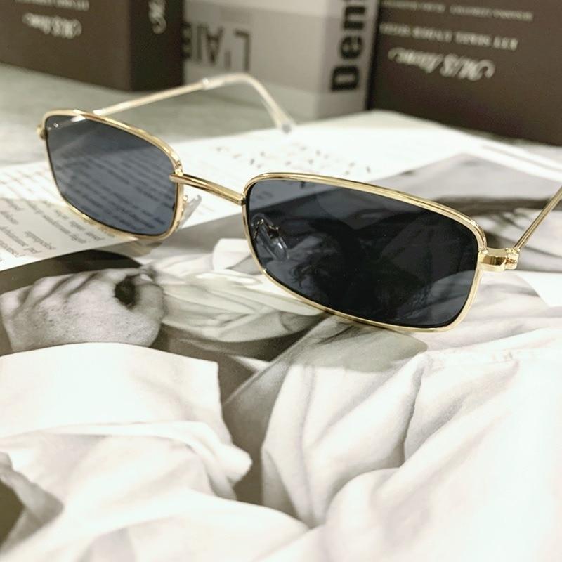 Slender Square Sunglasses – Retro Metal Frame Vintage Unisex