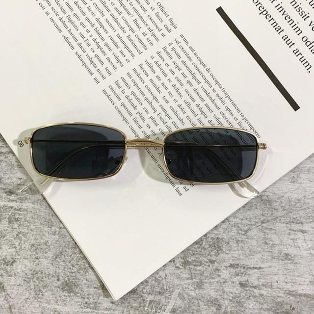 Slender Square Sunglasses – Retro Metal Frame Vintage Unisex