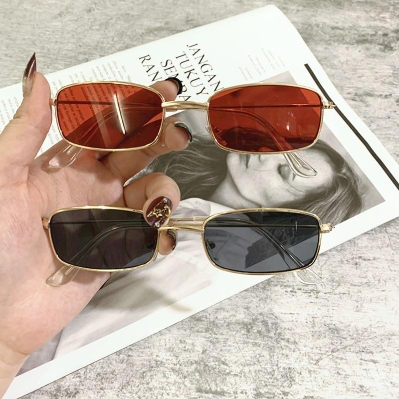 Slender Square Sunglasses – Retro Metal Frame Vintage Unisex