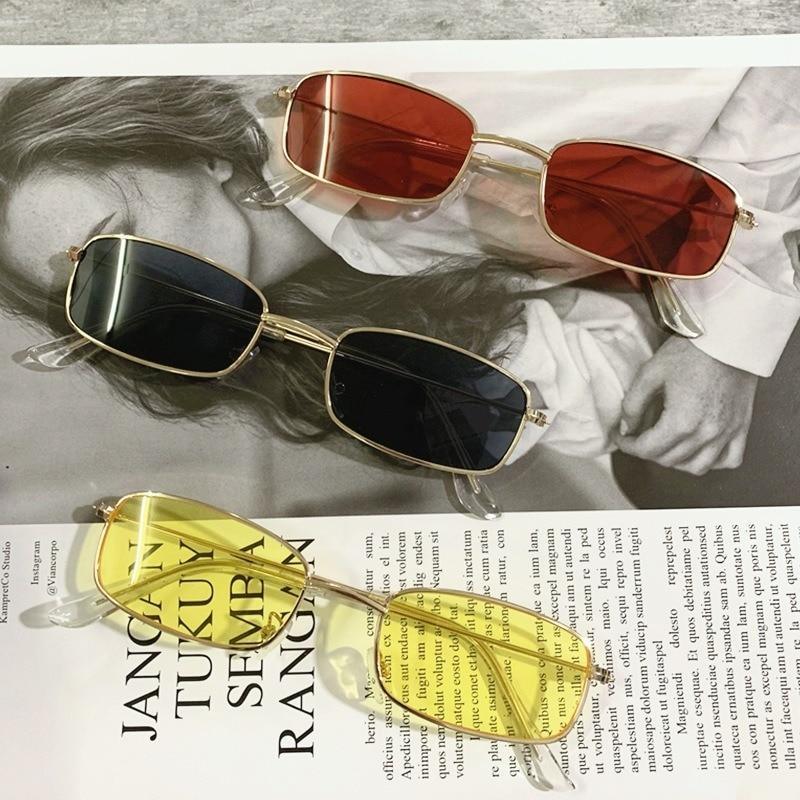 Slender Square Sunglasses – Retro Metal Frame Vintage Unisex