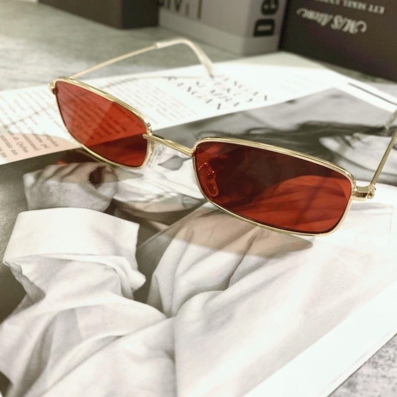Slender Square Sunglasses – Retro Metal Frame Vintage Unisex