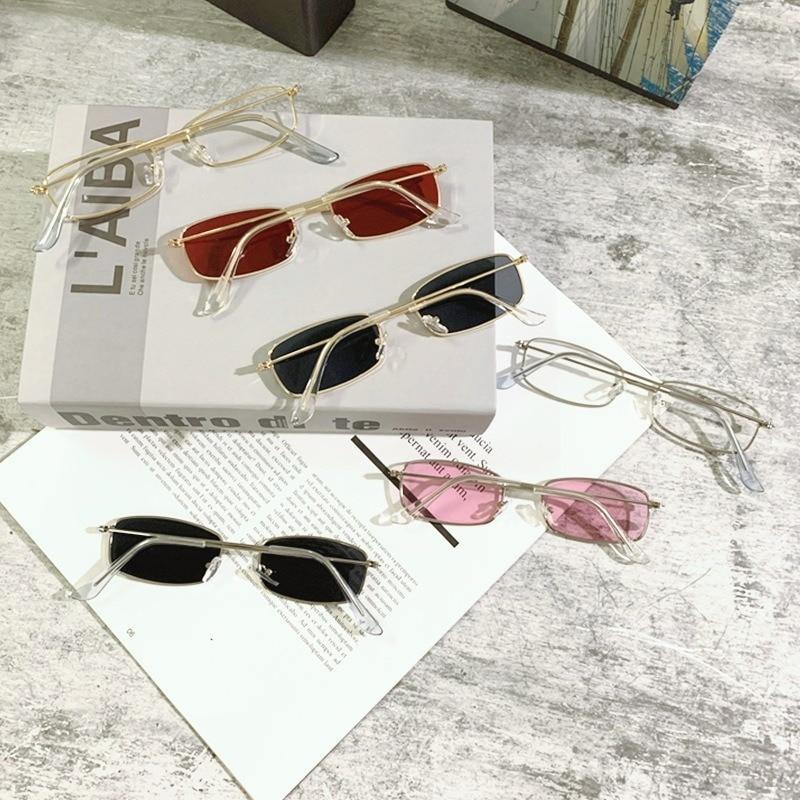 Slender Square Sunglasses – Retro Metal Frame Vintage Unisex