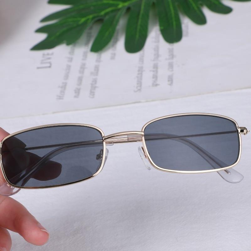 Slender Square Sunglasses – Retro Metal Frame Vintage Unisex
