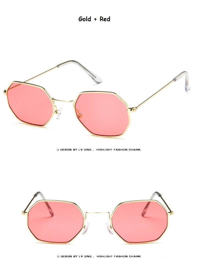 Small Polygon Polarized Sunglasses – Mirrored Metal Frame Unisex
