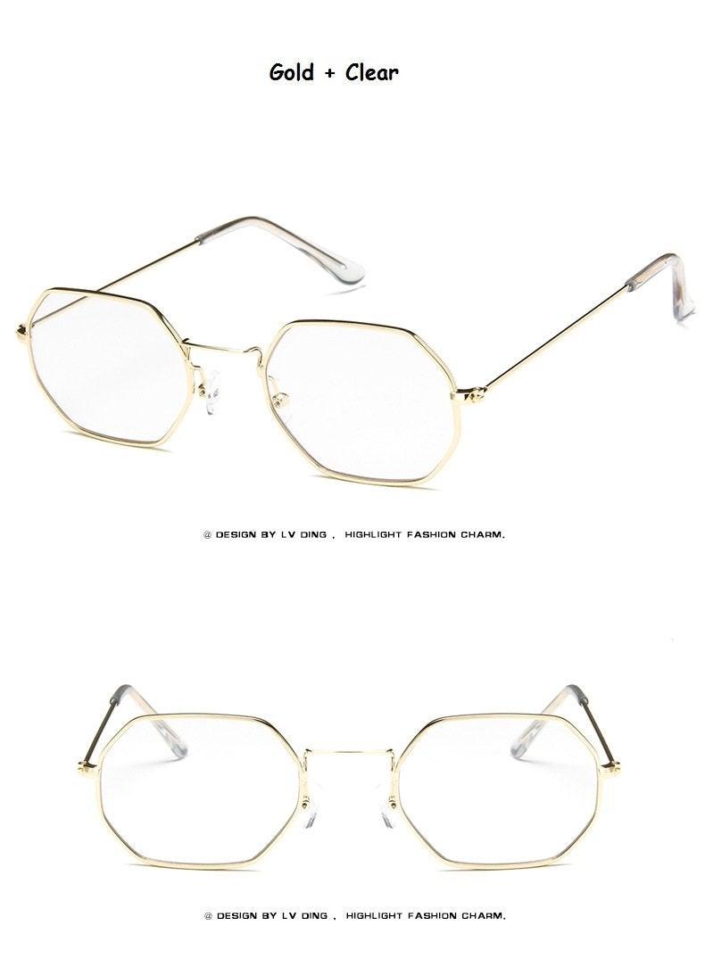 Small Polygon Polarized Sunglasses – Mirrored Metal Frame Unisex