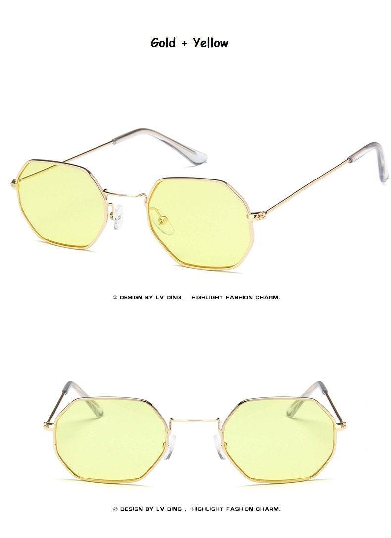 Small Polygon Polarized Sunglasses – Mirrored Metal Frame Unisex