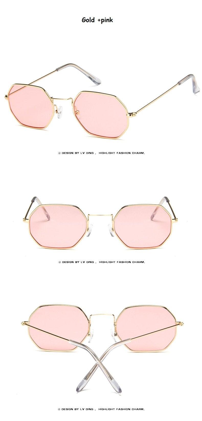 Small Polygon Polarized Sunglasses – Mirrored Metal Frame Unisex