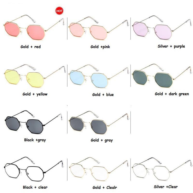 Small Polygon Polarized Sunglasses – Mirrored Metal Frame Unisex