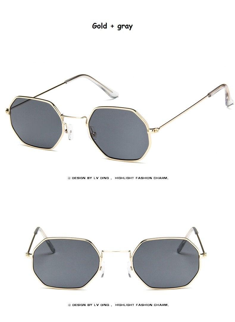 Small Polygon Polarized Sunglasses – Mirrored Metal Frame Unisex