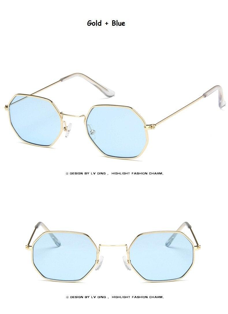Small Polygon Polarized Sunglasses – Mirrored Metal Frame Unisex