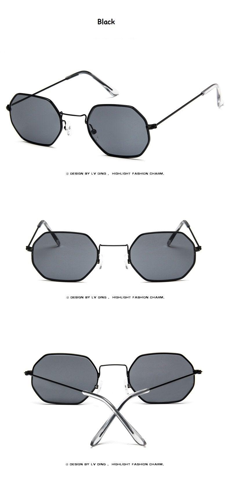 Small Polygon Polarized Sunglasses – Mirrored Metal Frame Unisex