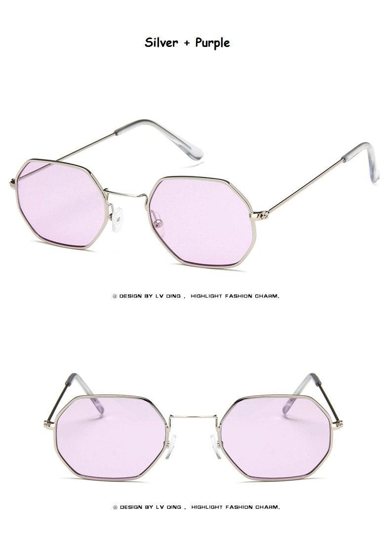 Small Polygon Polarized Sunglasses – Mirrored Metal Frame Unisex