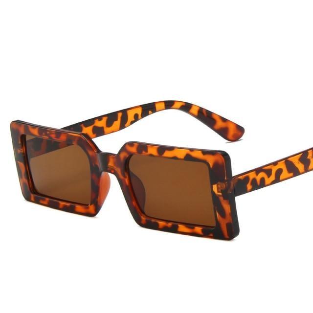 Vintage Brown Rectangle Sunglasses – Retro Colorful Women's Eyewear