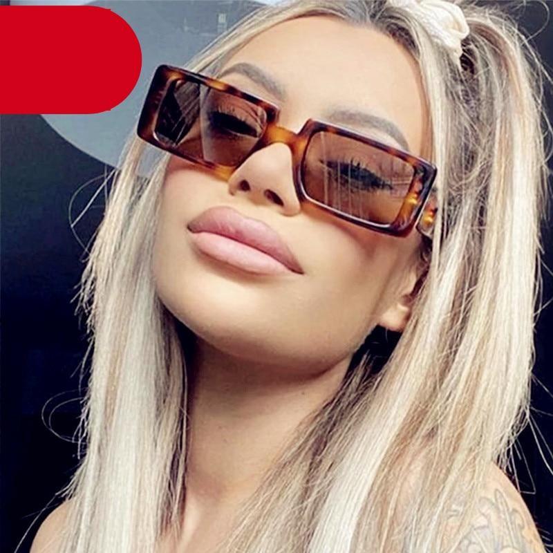 Vintage Brown Rectangle Sunglasses – Retro Colorful Women's Eyewear
