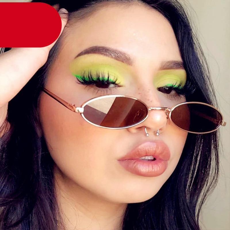 Retro Oval Sunglasses for Women – Small Metal Frame
