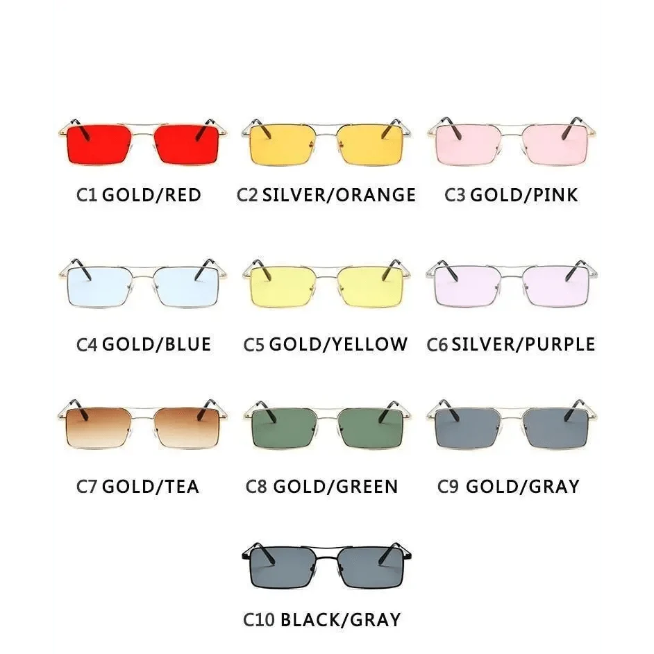 Vintage Metal Square UV400 Sunglasses for Women