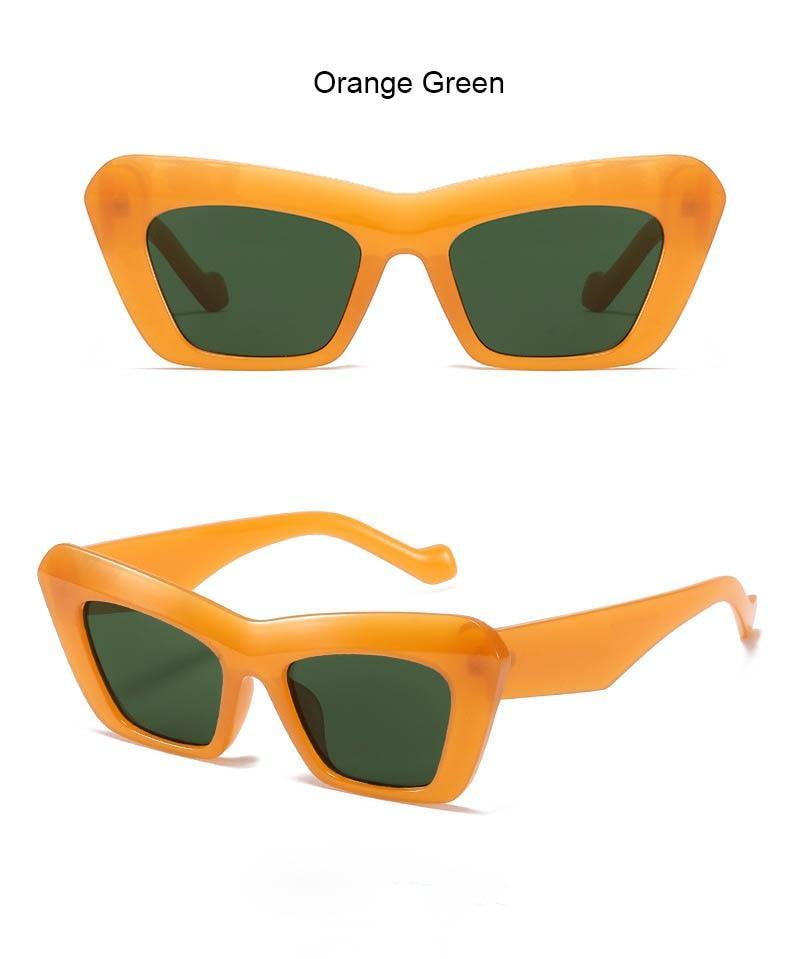 Vintage Blue Cat Eye Sunglasses – Oversized Square Frame Women's