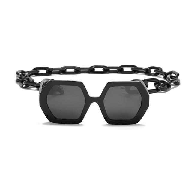 Chain-Detail Square Fashion Sunglasses for Women