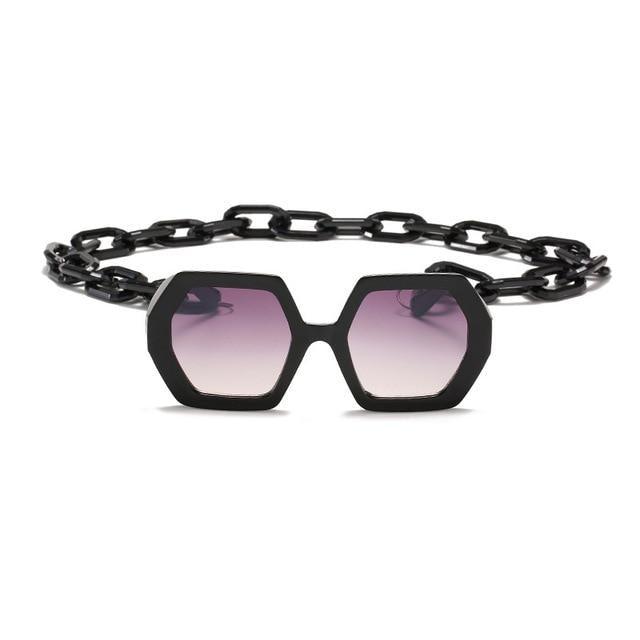 Chain-Detail Square Fashion Sunglasses for Women
