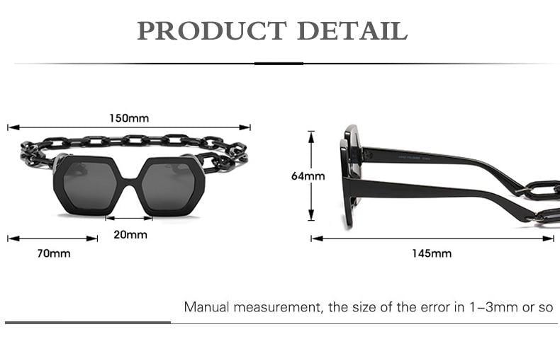 Chain-Detail Square Fashion Sunglasses for Women