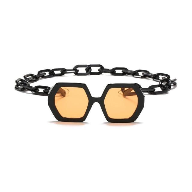 Chain-Detail Square Fashion Sunglasses for Women