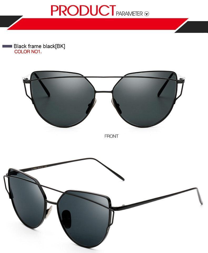 Retro Cat Eye Sunglasses – Women's Rose Gold Mirror Lens