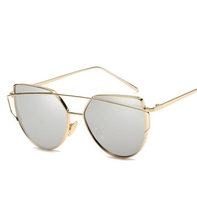 Retro Cat Eye Sunglasses – Women's Rose Gold Mirror Lens