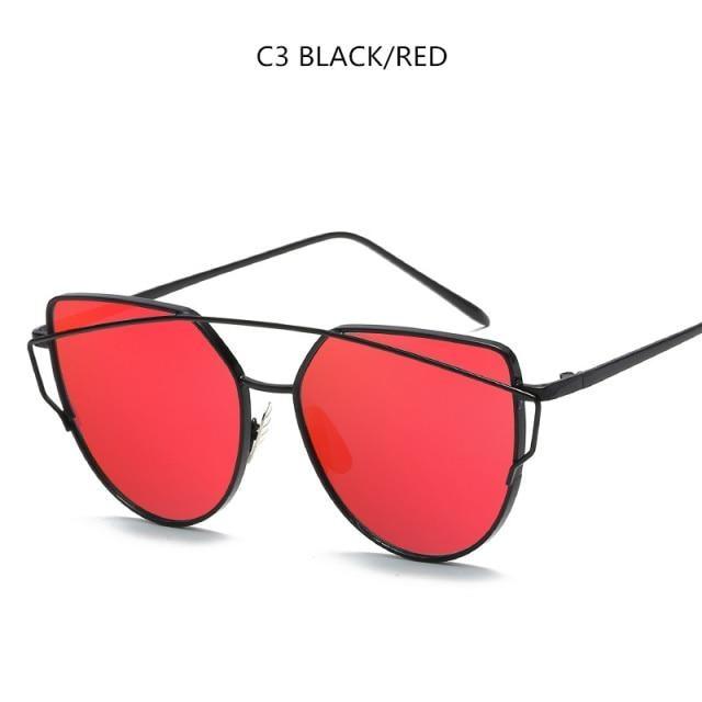 Retro Cat Eye Sunglasses – Women's Rose Gold Mirror Lens