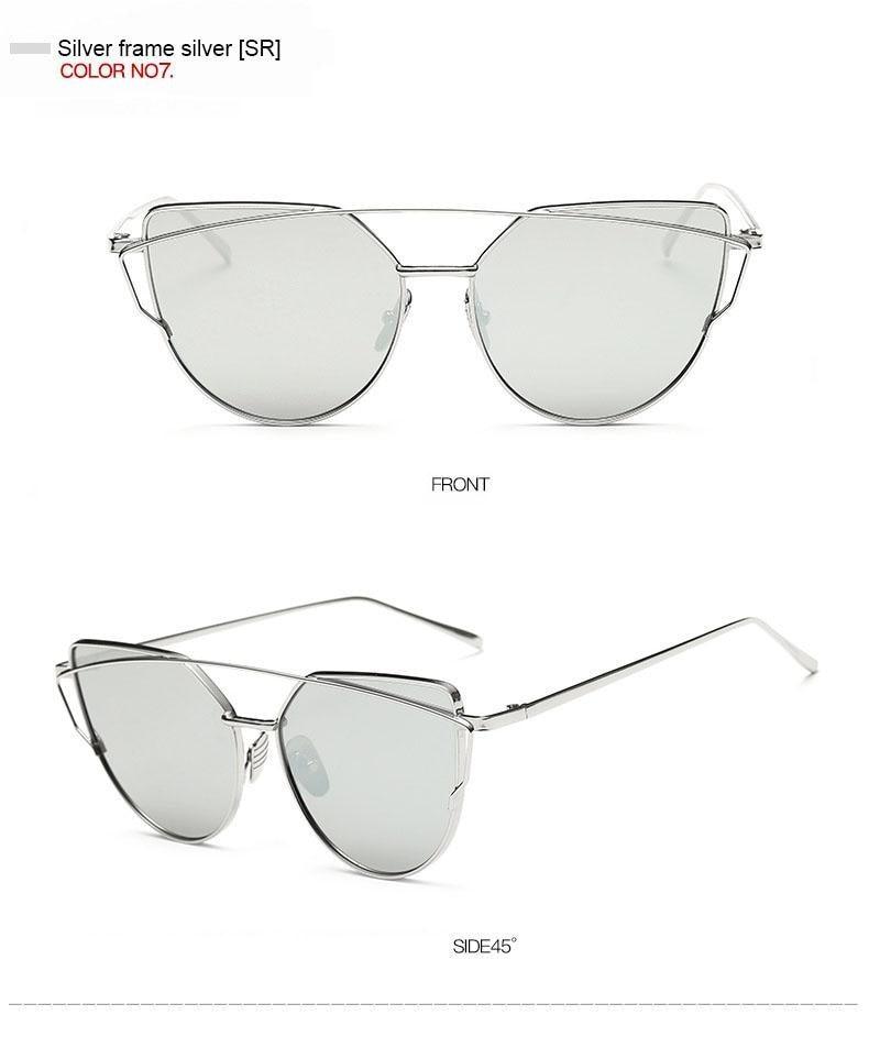 Retro Cat Eye Sunglasses – Women's Rose Gold Mirror Lens